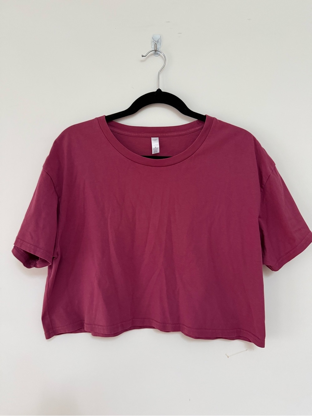 As Colour Cropped Crewneck Tee in Raspberry